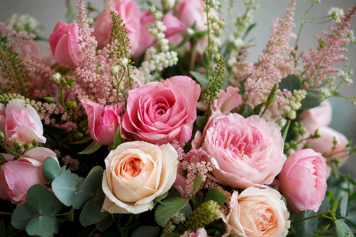 Close detail of florist atelier arrangement